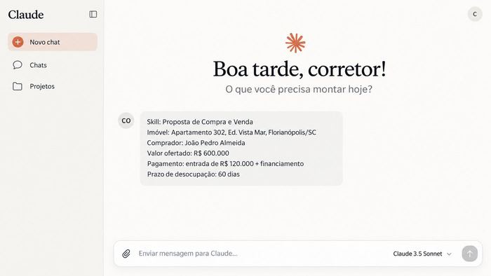 Dados do imóvel e do comprador informados no Claude