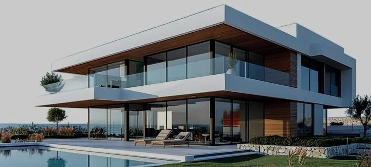 Casa moderna de dois andares com piscina