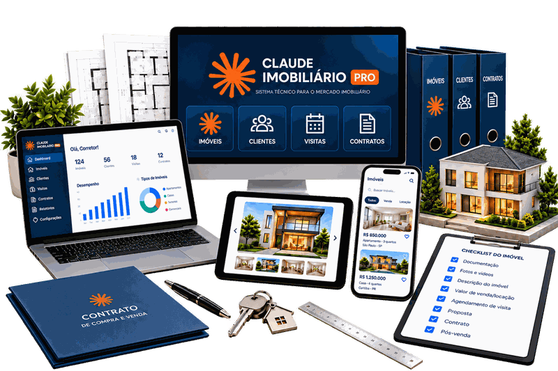 Claude Imobiliário PRO no computador, notebook, tablet e celular